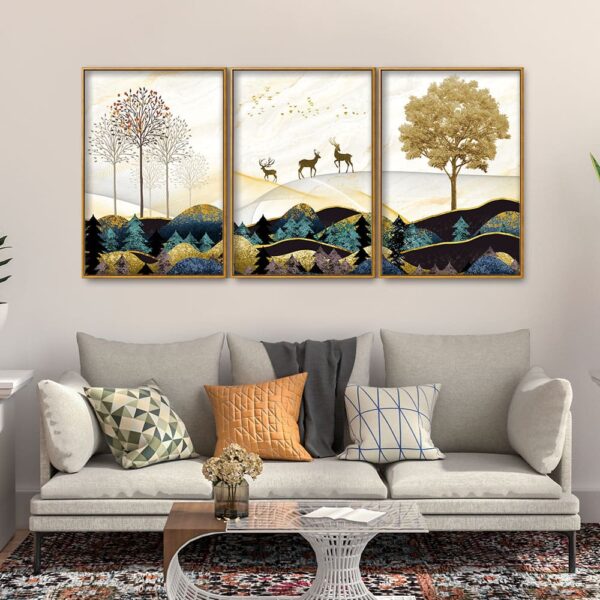 abstract-golden-landscape-trees-with-golden-deer-floating-canvas-wall-painting-set-of-three-1