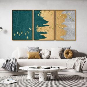 golden-birds-flying-luxurious-art-premium-floating-canvas-wall-painting-set-of-three
