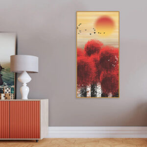 beautiful-red-tree-with-sunrise-scenery-canvas-wall-painting-1