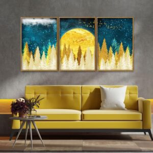 golden-abstract-tree-premium-canvas-floating-canvas-wall-painting-set-of-three