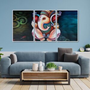 hindu-lord-ganesha-floating-canvas-wall-painting-set-of-three