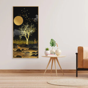 dark-moon-light-with-golden-birds-premium-canvas-wall-painting