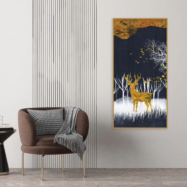 dark-night-golden-deer-with-birds-premium-canvas-wall-painting