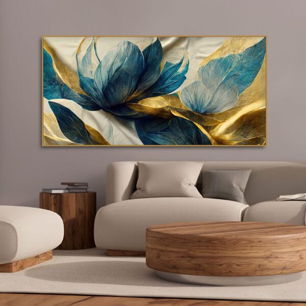 beautiful-golden-flower-and-waves-canvas-wall-painting