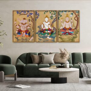 hindu-god-thai-style-art-canvas-floating-canvas-wall-painting-set-of-three