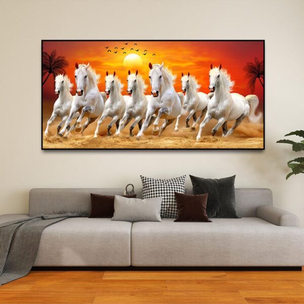 seven-horses-running-at-sunrise-premium-canvas-wall-painting