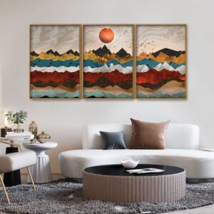 golden-birds-flying-over-colorful-mountains-floating-canvas-wall-painting-set-of-three