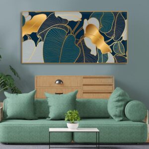 luxury-golden-art-monstera-leaves-canvas-wall-painting