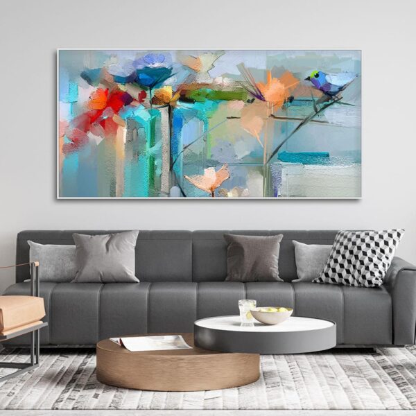 abstract-colorful-canary-bird-with-flowers-canvas-wall-painting
