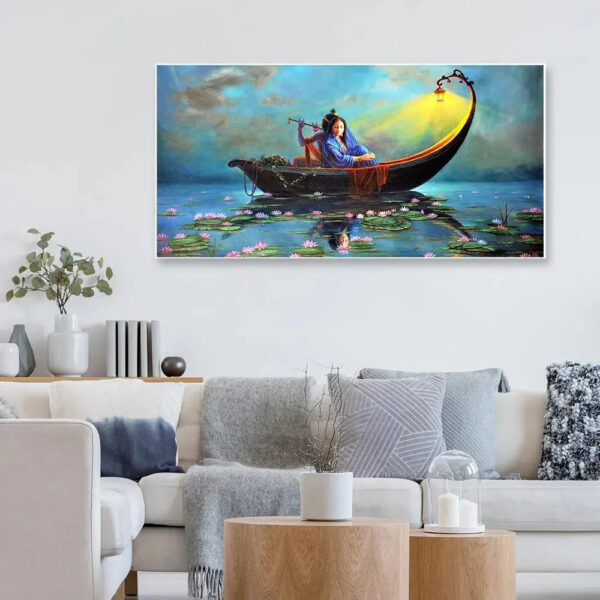 radha-krishna-ferry-romance-panoramic-canvas-painting