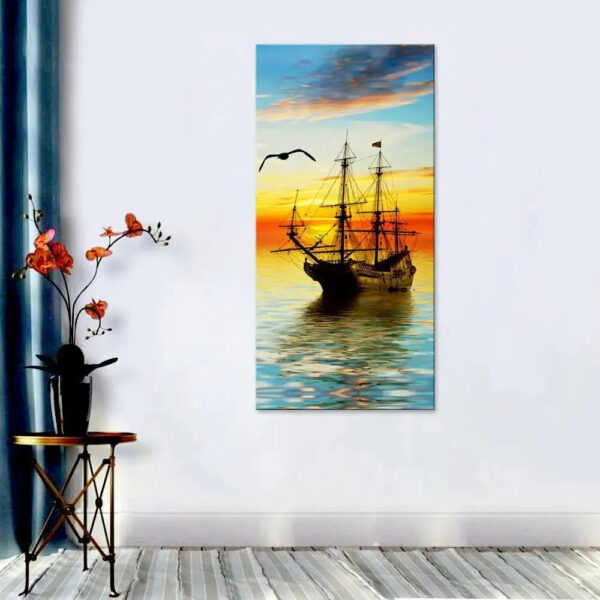 canvas-wall-painting-of-a-boat-at-sunrise